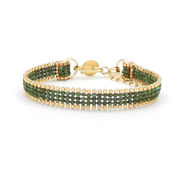 Brazalete Telar Dorado Mini Liso Turquesa